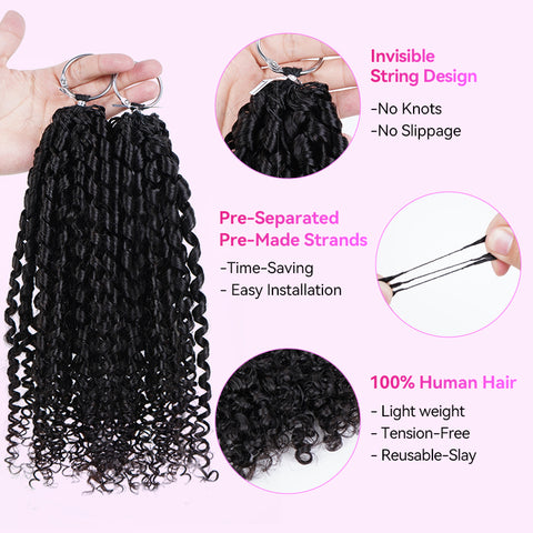 Vshow Pixie Curly Raw Crochet Natural Human Hair Extensions Miracle Knots Crochet Braids Pre Separated Feather Soft Hair Piece for Women Protective Hairstyle
