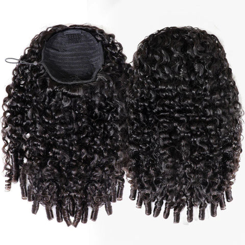 100% Human Hair Drawstring Ponytail With Clips Burmese Curly Hair Ponytail Easy Install Ponytail Hair Extension