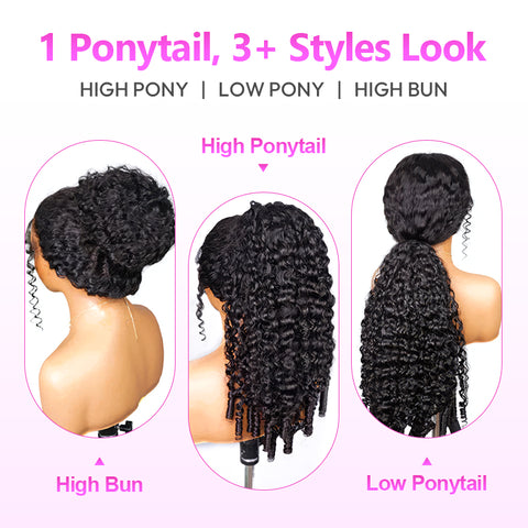 100% Human Hair Drawstring Ponytail With Clips Burmese Curly Hair Ponytail Easy Install Ponytail Hair Extension