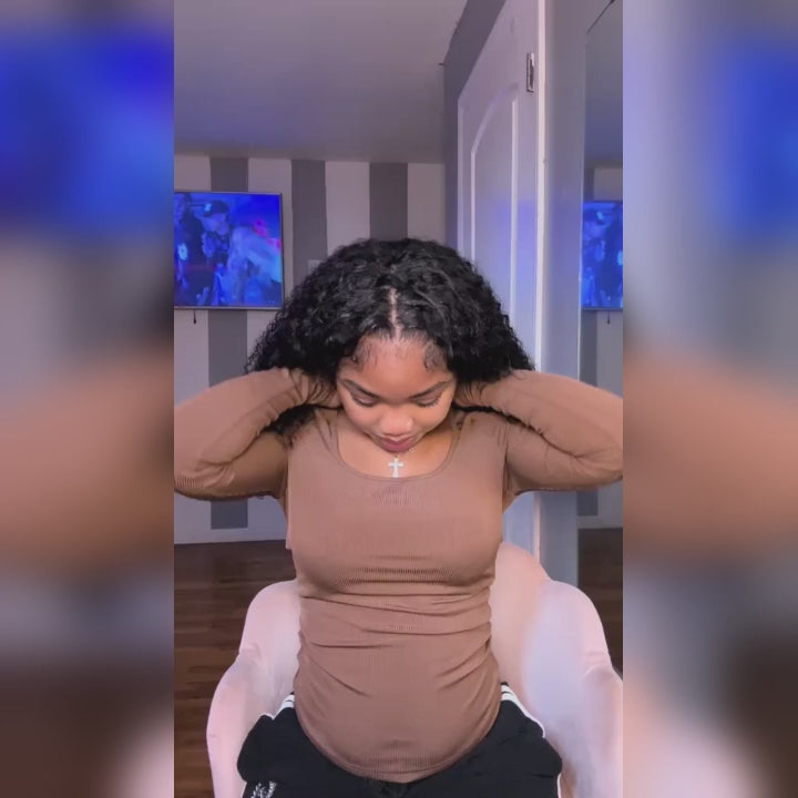 VSHOW Burmese Curly V Part Human Hair Wigs For Women 250% Density Glueless Human Hair Wigs With Drawstring