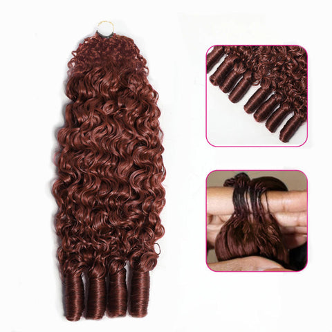 Reddish Brown Burmese Curly Crochet Braid Hair Extensions Pre Seperated Invisiable String Hair Piece For Miracle Knots
