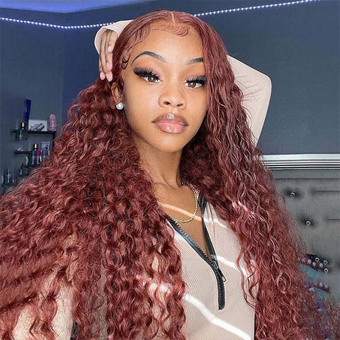 Reddish Brown Water Wave Hair 13x4 Lace Front Wig