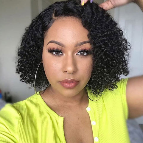 Vshow 5x5 Lace Closure Wig Kinky Curly Bob Wig 100% Human Hair Wigs For Women