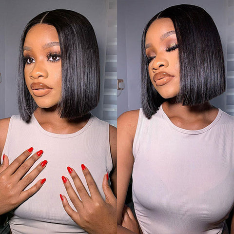 Vshow 5x5 Lace Closure Wig Kinky Curly Bob Wig 100% Human Hair Wigs For Women