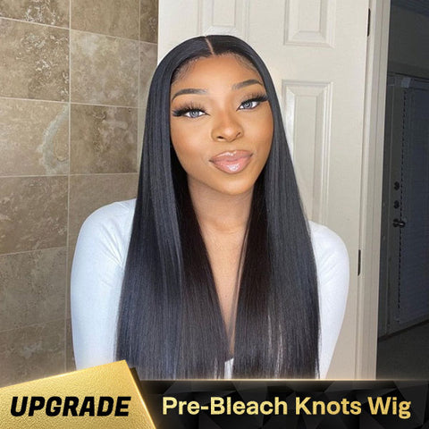 VSHOW Bleached Knots Transparent Lace Front Wigs Straight Human Hair