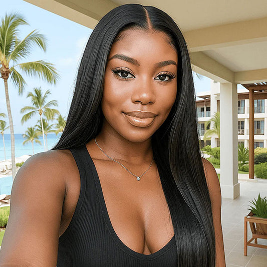 Straight Hair 9X6 Lace T Part Wigs Cheap Wear Go Glueless Human Hair Wigs 250% Density