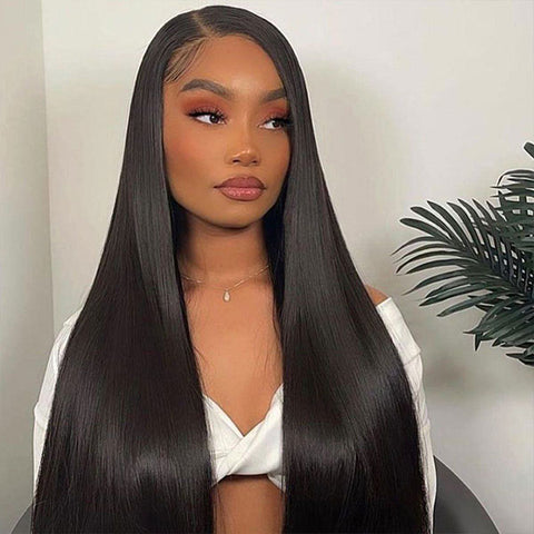 VSHOW Straight Human Hair 4x4 5x5 Lace Closure Wigs 150% Density Bleached Knots Already