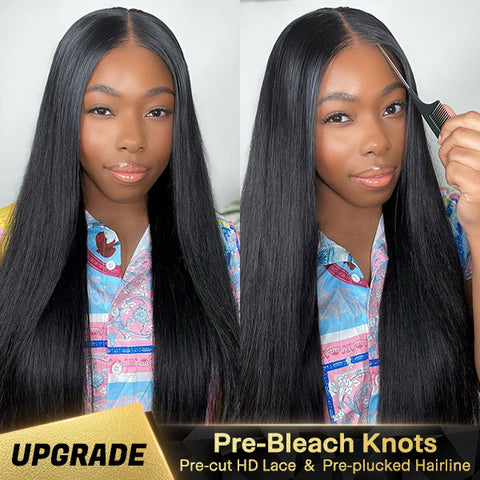VSHOW Straight Hair Bleached Knots Glueless Wear Go Wigs Pre-cut HD Lace Wigs