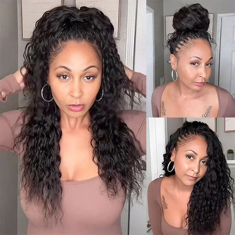Water Wave Pre Looped Crochet Human Hair Extensions Feather Soft Braid Hair For Miracle Knots 50g/Piece
