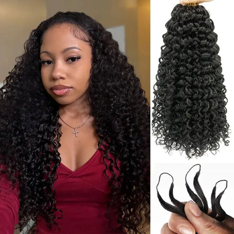 Water Wave Pre Looped Crochet Human Hair Extensions Feather Soft Braid Hair For Miracle Knots 50g/Piece