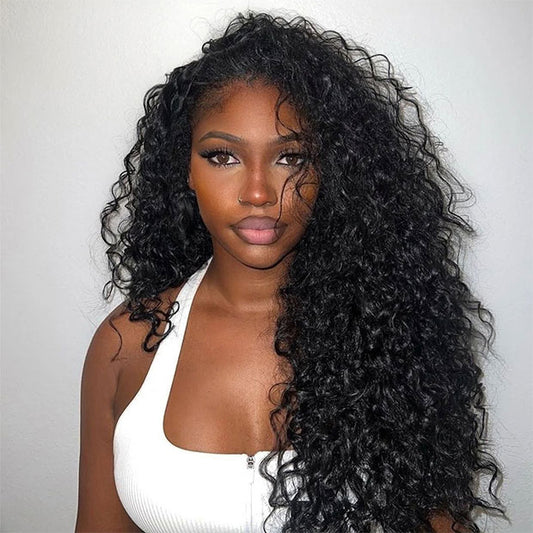 3 In 1 Half Wigs Water Wave Flip Over Human Hair Wigs Full Machiine Made Wigs With Natural Hairline