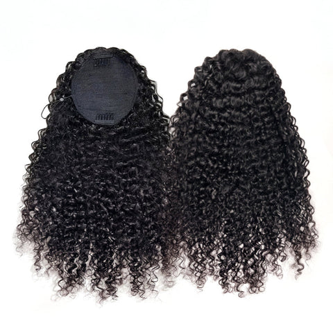 Water Wave Human Hair Ponytail With Drawatring Water Curly Hair Ponytails Human Hair Extensions For Black Women