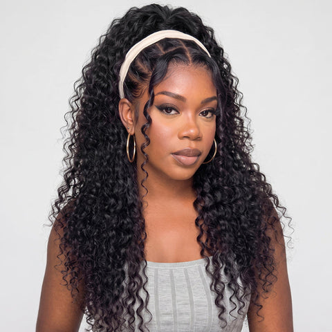 Water Wave Human Hair Ponytail With Drawatring Water Curly Hair Ponytails Human Hair Extensions For Black Women