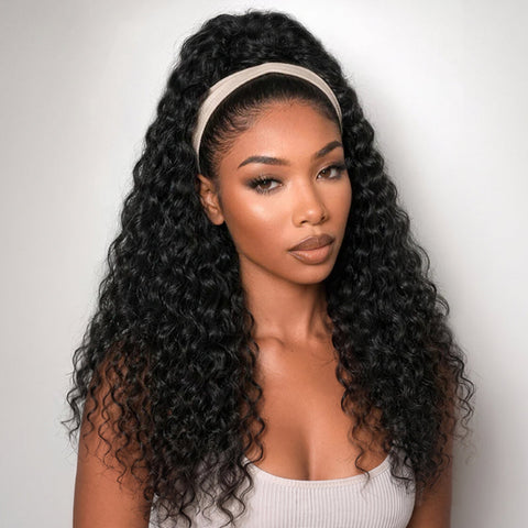 Water Wave Human Hair Ponytail With Drawatring Water Curly Hair Ponytails Human Hair Extensions For Black Women