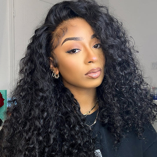 VSHOW Water Wave 360 Lace Frontal Human Hair Wear Go Wigs With Bleached Knots Invisible Drawstring