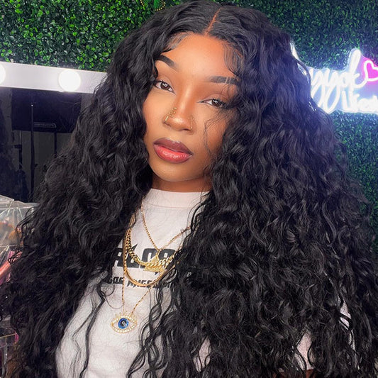 VSHOW Water Wave 360 Lace Frontal Human Hair Wear Go Wigs With Bleached Knots Invisible Drawstring