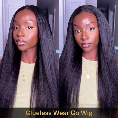 Vshow Light Yaki Straight Human Hair Glueless Wigs For Beginners 10X6 Parting Max Lace Front Wear Go Wigs