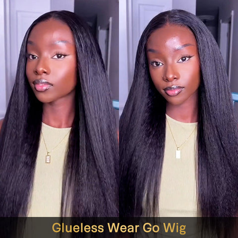 VSHOW Kinky Straight Hair 4x6 HD Lace Wigs Wear Go Wig Glueless Wigs 180% Density
