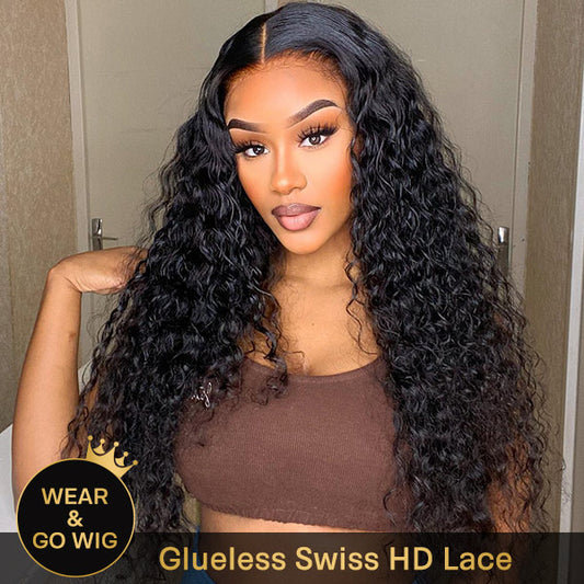 VSHOW Bleached Knots Wear Go Wig Water Wave Hair 10x6 Glueless Swiss HD Lace Wigs