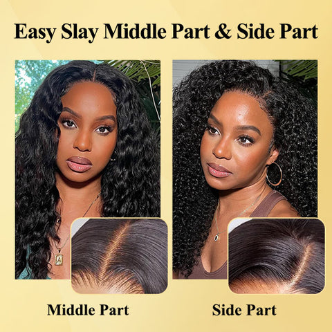 VSHOW Kinky Curly Hair Highlight Wig Wear Go Wigs Glueless 4x6 HD Lace Wigs 180% Density