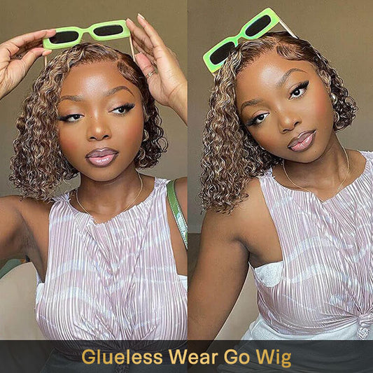 Vshow 4/27 Highlight Kinky Curly Wear Go Wigs Pre-cut HD Lace Wigs