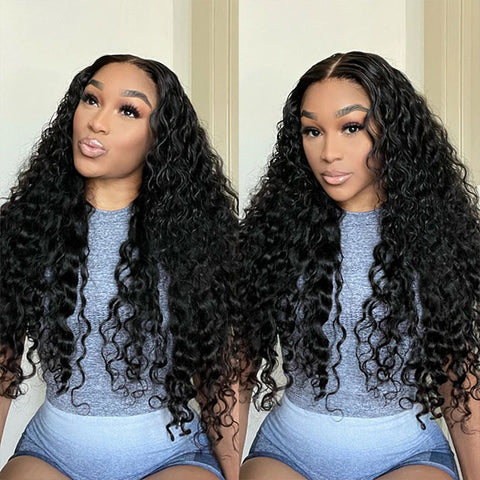 Water Wave 9x6 T Part Lace Human Hair Glueless Wigs With Drawstring Pre Cut Lace Natural Hairline