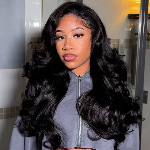 Pre Styled Butterfly Cut Layered Yaki Body V Part Human Hair Wigs With Drawstring 250% Density
