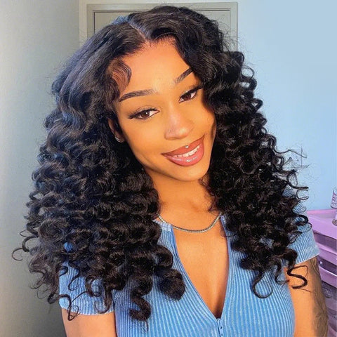 Vshow Yaki Wand Curly Wig Human Hair  Wear Go Glueless Fluffy Wig 7x5 Pre-Cut Lace With Drawstring