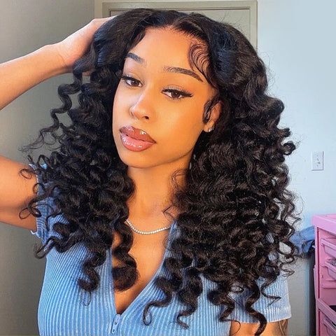 Vshow Yaki Wand Curly Wig Human Hair  Wear Go Glueless Fluffy Wig 7x5 Pre-Cut Lace With Drawstring