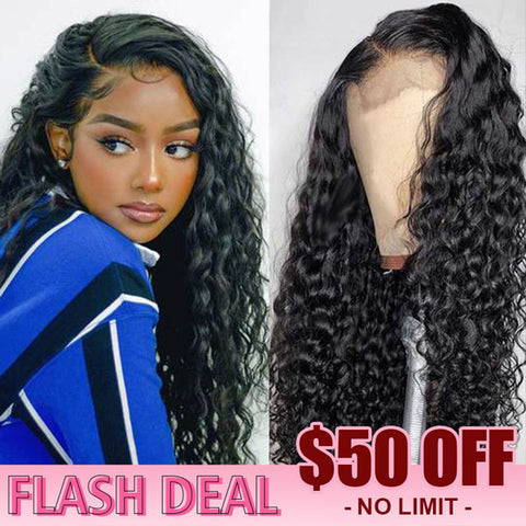 VSHOW Water Wave Lace Front Wigs with Baby Hair Human Hair Lace Frontal Wigs Flash Deal