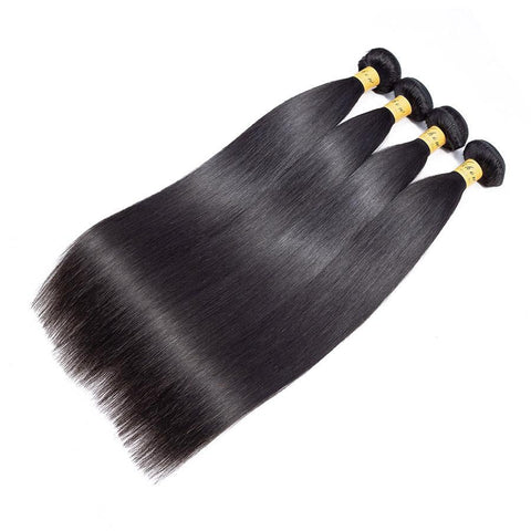 VSHOW HAIR Premium 9A Indian Human Virgin Hair Straight Natural Black 4 Bundles Deal