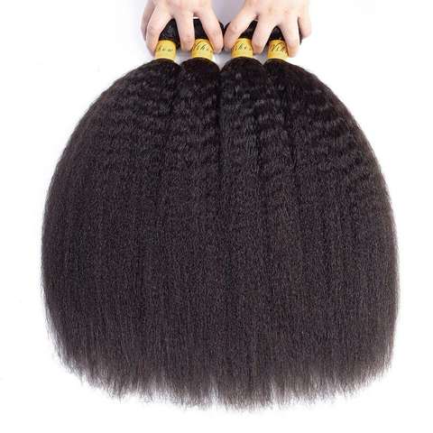 VSHOW HAIR Premium 9A Mongolian Virgin Human Hair YaKi 3 or 4 Bundles with Closure Popular Sizes