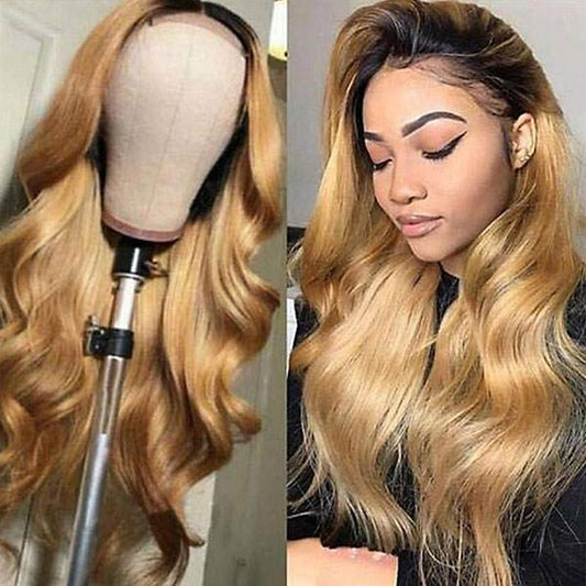 VSHOW HAIR Blonde 1b 27 Virgin Body Wave Human Hair Lace Front Wigs