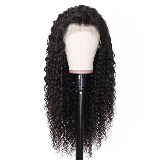 VSHOW HAIR Premium Deep Wave Human Hair Lace Front Wigs Natural Black