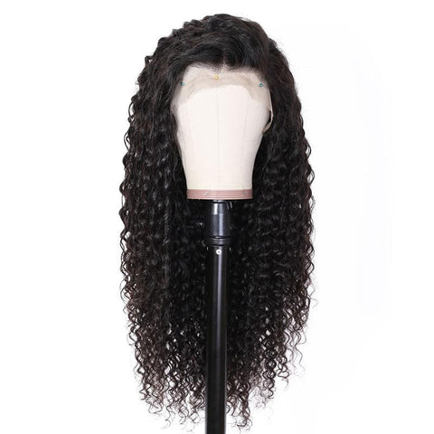 VSHOW HAIR Premium Deep Wave Human Hair Lace Front Wigs Natural Black