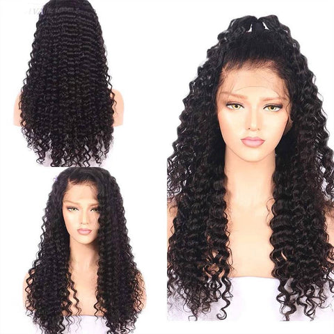 VSHOW 150%-250% Density Deep Wave Lace Frontal Wigs 100% Natural Human Virgin Hair Wigs