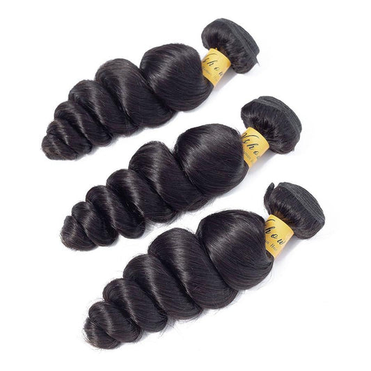 VSHOW HAIR Premium 9A Brazilian Human Virgin Hair Loose Wave Natural Black 3 Bundles Deal