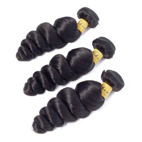 VSHOW HAIR Premium 9A Mongolian Human Virgin Hair Loose Wave Natural Black 3 Bundles Deal