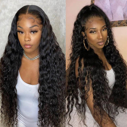 VSHOW HAIR Loose Deep Wave Human Hair U Part Wigs Natural Black