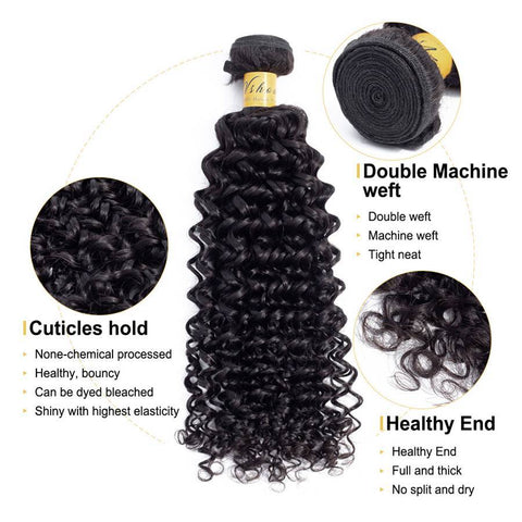 VSHOW HAIR Premium 9A Brazilian Human Virgin Hair Water Wave 4 Bundles with Pre Plucked Closure Deal Natural Black