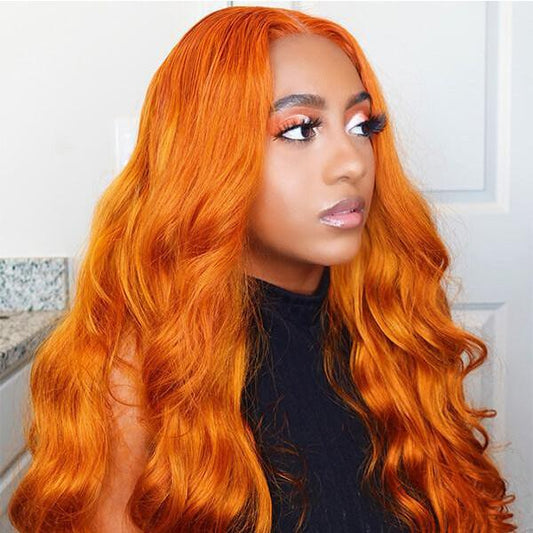 VSHOW Orange Hair Body Wave Human Hair Lace Front Wigs Hair Color Trends 2023