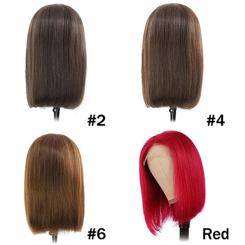 VSHOW HAIR 4x4 Lace Closure Wigs Bob Straight Human Hair Colored Wigs 99J Red Ginger Hair #2 #4 #6