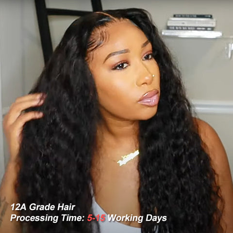 VSHOW 12A Grade Loose Deep Wave Wig Transparent Lace Front Wigs Virgin Full Hair