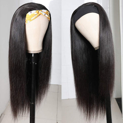 VSHOW HAIR Premium 9A Straight Hair Headband Wigs 180% Density Glueless None Lace Wig