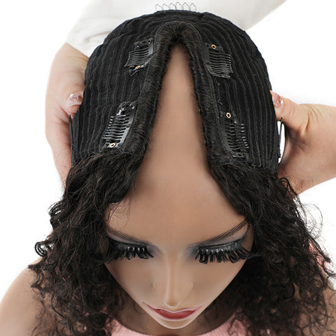 VSHOW Glueless Wigs V Part Wigs Water Wave Wigs Short Bob Wigs Human Hair