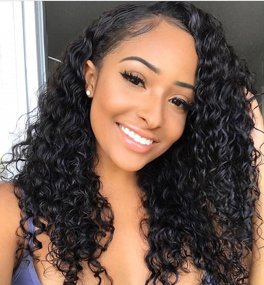 VSHOW Transparent Lace Front Wigs Water Wave Human Hair Wigs for Black Women Natural Black