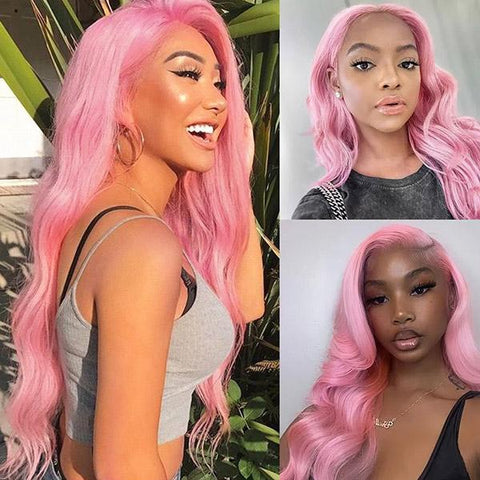 VSHOW Anime Girl With Pink Hair Body Wave Lace Front Wigs Light Pink Hair Cosplay Wigs Hair Color Ideas