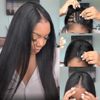 VSHOW Glueless Wigs V Part Wigs Straight Hair Wigs Thin Part Human Hair Wig