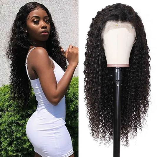 VSHOW HAIR Premium Deep Wave Human Hair Lace Front Wigs Natural Black