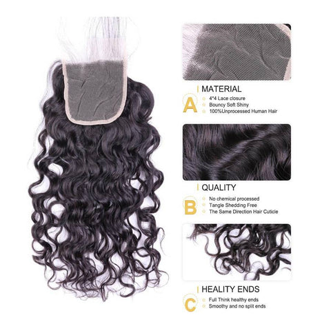 VSHOW HAIR Premium 9A Brazilian Human Virgin Hair Natural Wave 3 Bundles with Pre Plucked Closure Deal Natural Black